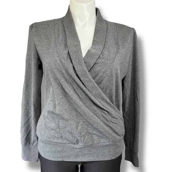 NordicTrack Womens Faux Wrap Athletic Sweatshirt Pullover Stretch Gray Large - Picture 1 of 8